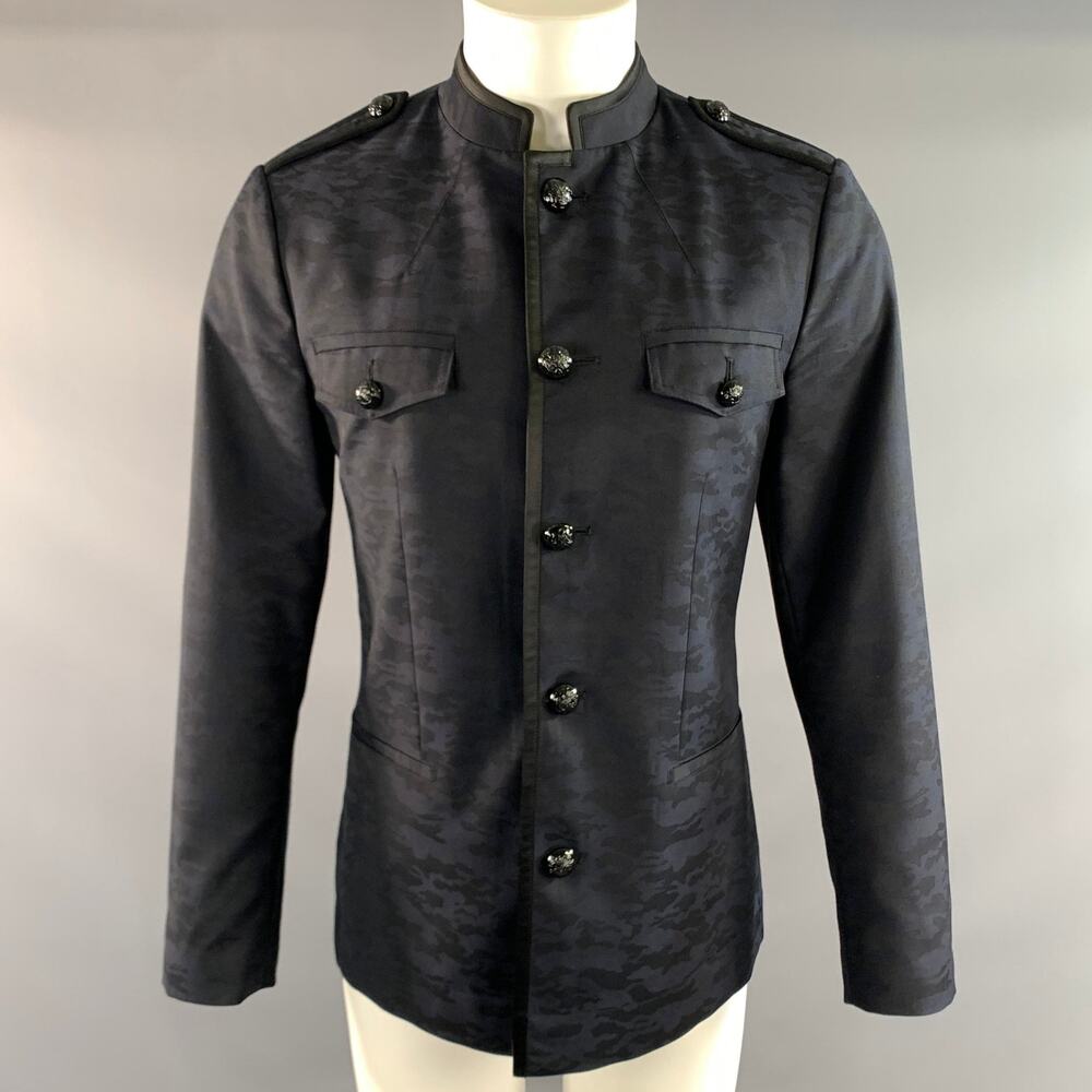JOHN VARVATOS Chest Size 40 Size M Navy Black Camo Jacket